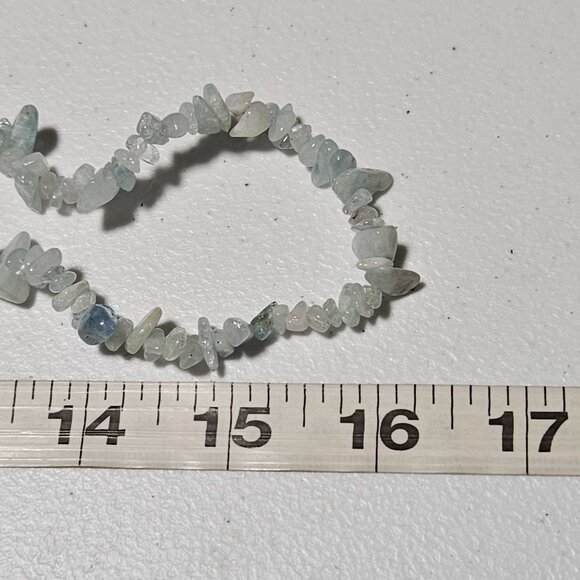 Boho Light Blue White Aquamarine Chip Nugget Beaded Necklace Beach Core Jewelry - Picture 5 of 5